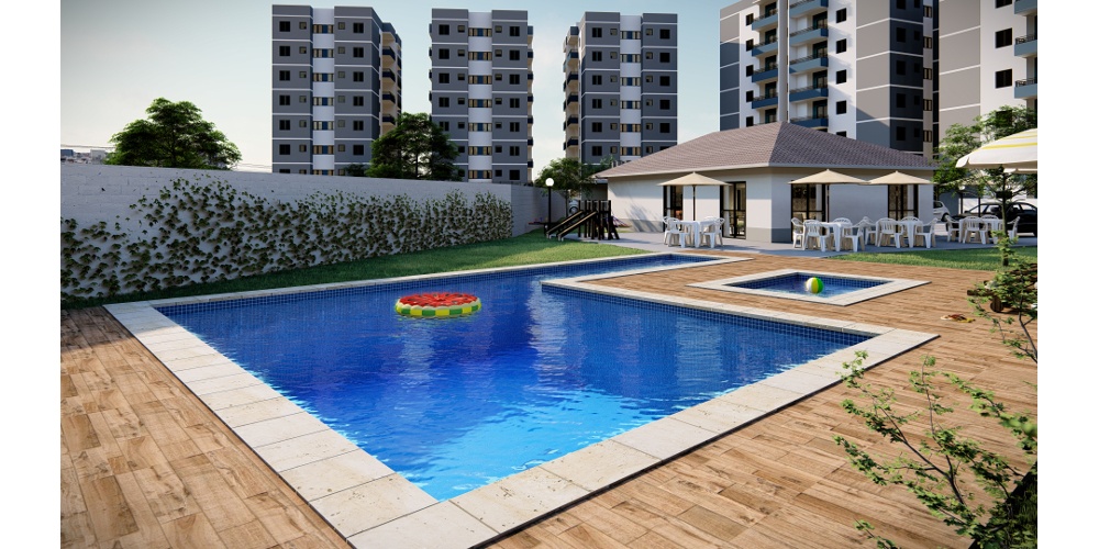 Perspectiva artística das piscinas