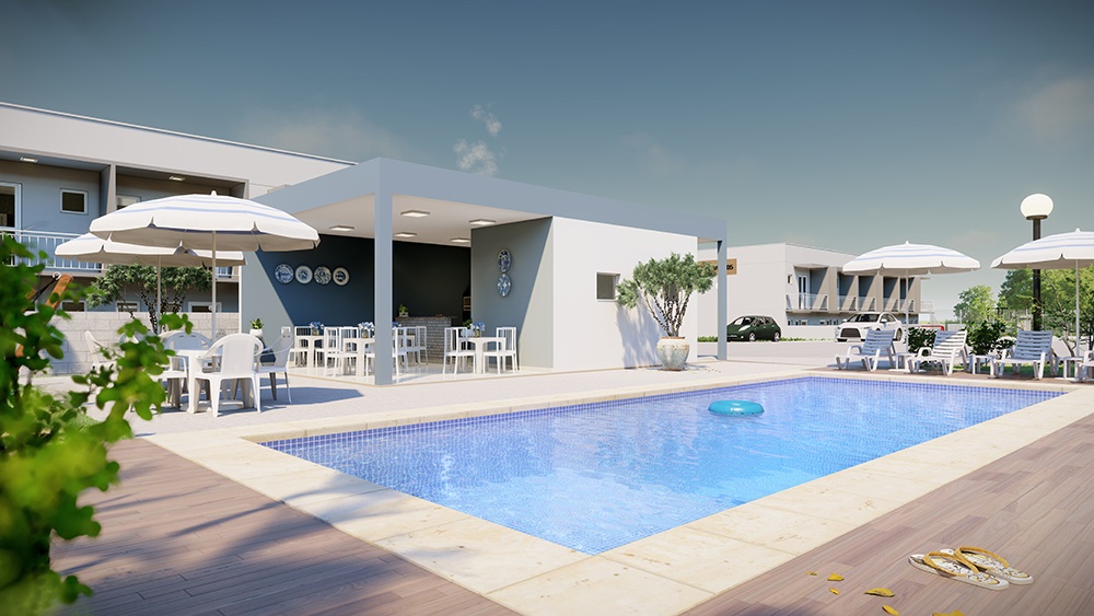 Perspectiva artística da piscina