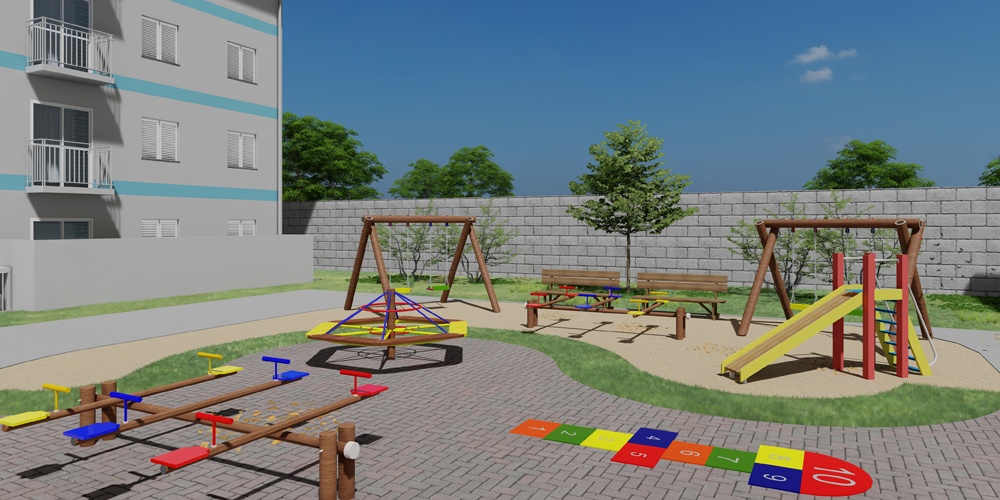 Perspectiva artística do playground.