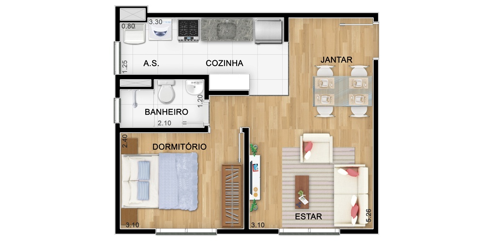 Planta 1 dormitório