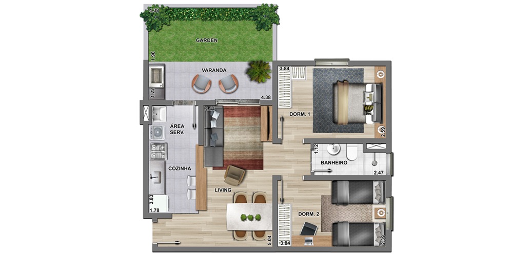 Tipo 3 - 66,96 m2