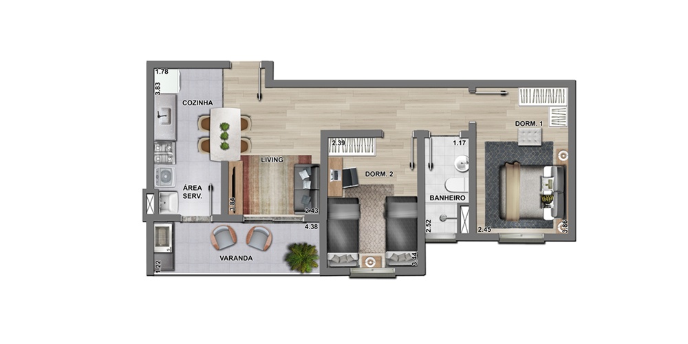 Tipo 5 - 54,36 m2