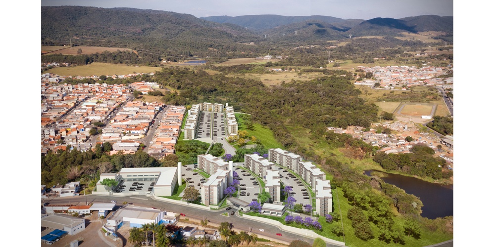 Perspectiva artística da vista aérea