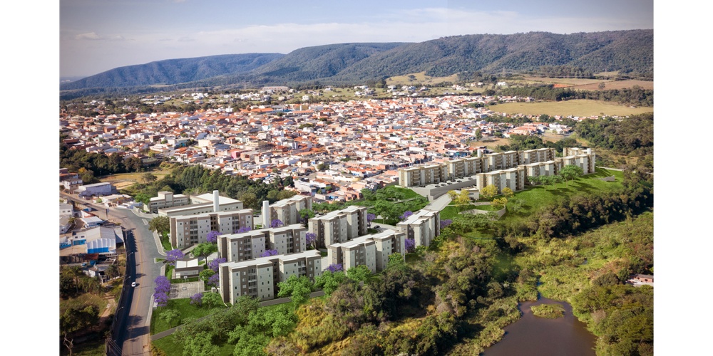 Perspectiva artística da vista aérea
