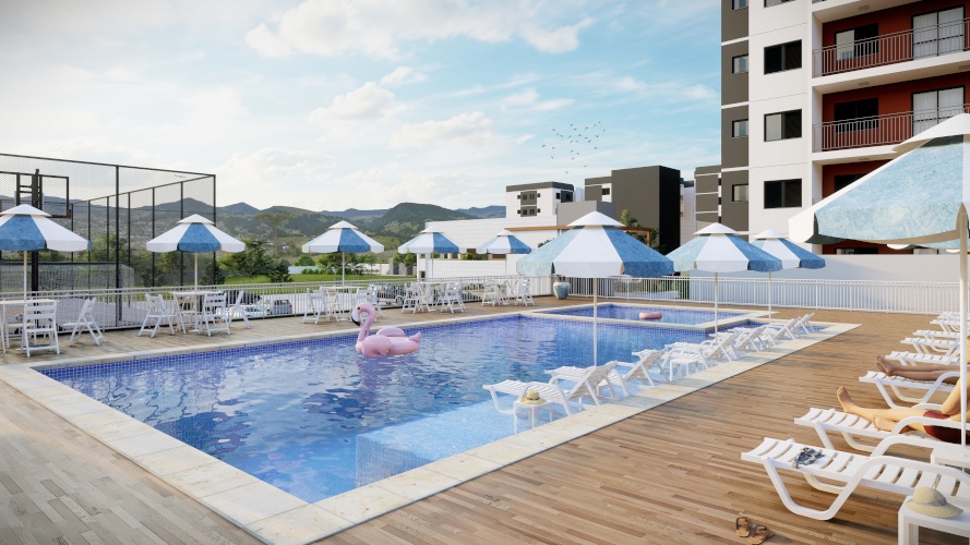 Perspectiva artística da piscina