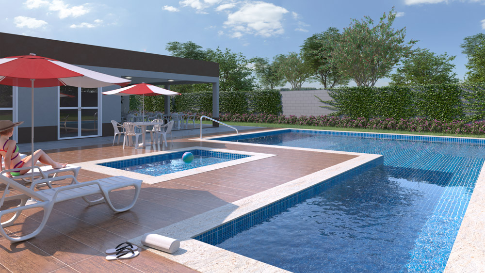 Perspectiva artística das piscinas