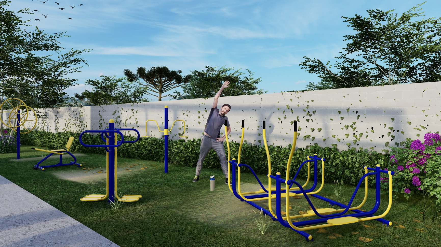 Perspectiva artística do fitness ao ar livre