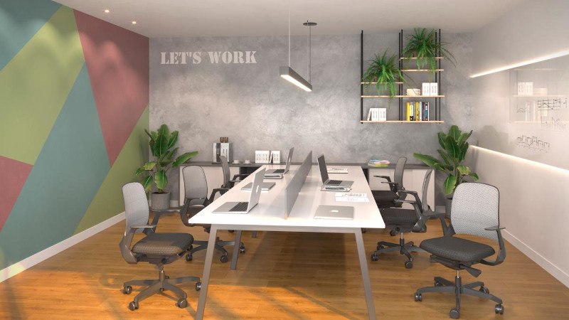Perspectiva artística do coworking