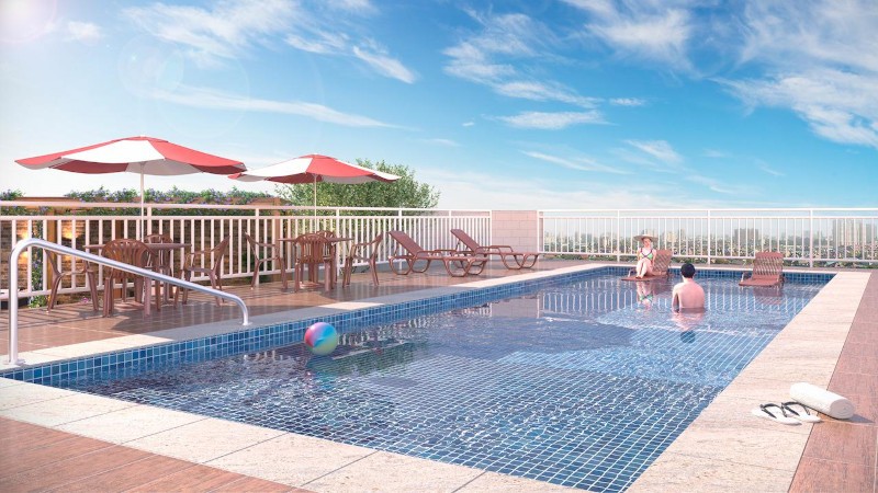 Perspectiva artística da piscina adulto e infantil