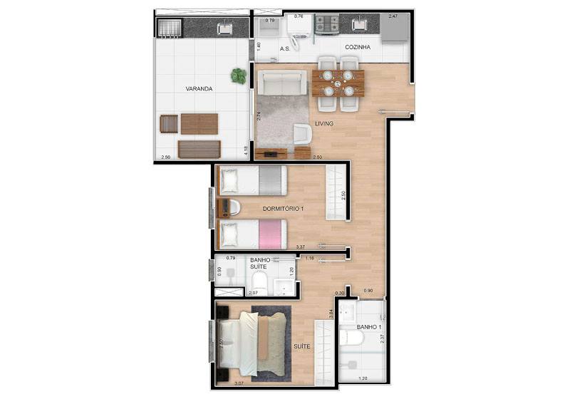 Tipo C1 - 60,62m²